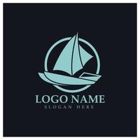 simple velero dhow barco en mar océano ola estilo arte diseño de logotipo, cruceros diarios, viajes por mar, ilustración de iconos vectoriales vector