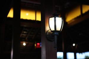 LED lights on the ceiling of the house made of wood. photo