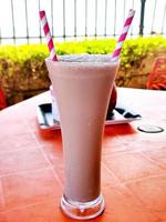 Strawberry Milkshake With Straws photo