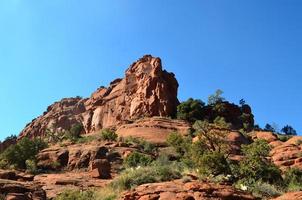 Scrub and Trees at the Base of a Red Rock photo