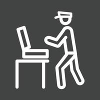 Guard Checking Briefcase Line Inverted Icon vector