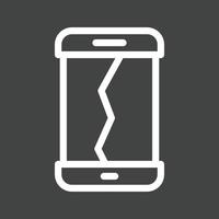 icono de línea de teléfono celular rota invertida vector