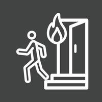 Running from Fire Line Inverted Icon vector