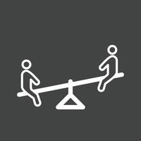 Sitting on Seesaw Line Inverted Icon vector