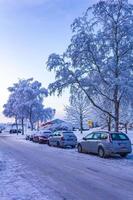 Leherheide Bremerhaven Germany 2010 Snowy winter snow and ice landscape panorama view. photo