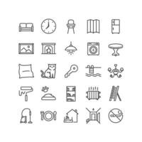 Home decoration and interior icon set. Home room types related. Contains such Icons as wifi, couch, hallaway,. no smoking etc. vector