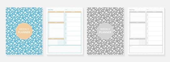 Weekly Planner with Flower blue background vector