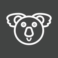 icono de línea de cara de oso koala invertida vector