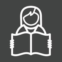 icono de línea invertida de libro de lectura vector