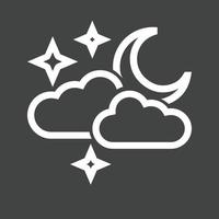 Cloudy with moon Line Inverted Icon vector