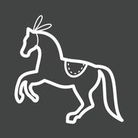 icono de línea invertida de ejecución de caballos vector