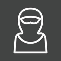 mujer con icono de línea invertida de niqab vector