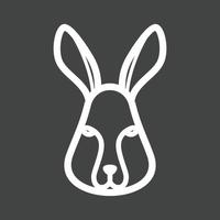Rabbit Face Line Inverted Icon vector