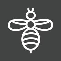 icono de línea de abeja de miel invertida vector