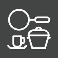 icono de línea invertida de juego de cocina vector