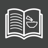 icono de línea de libro de cocina invertida vector