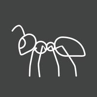 icono de línea invertida de hormiga ii vector