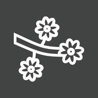 flor rama línea invertida icono vector