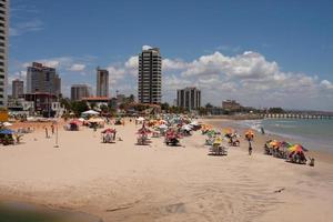 Fortaleza Ceara, Brazil, September 13 2022 A stretch of Beach in Fortaleza, Brazil known as Iracema Beach in the Meireles Neighborhood photo