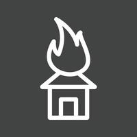 House on Fire Line Inverted Icon vector