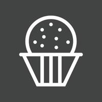 icono de línea invertida de pastel de taza vector