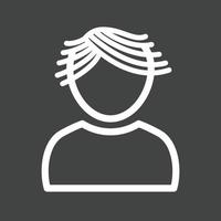 Boy with Wavy Hair Line Inverted Icon vector