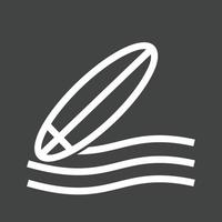 icono de línea invertida de surf vector