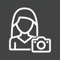 icono de línea invertida de fotógrafo vector