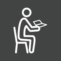 Sitting Man Reading Line Inverted Icon vector