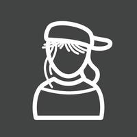 chica en la línea de gorra icono invertido vector