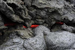 destellos de lava cerca del volcán más nuevo de islandia, geldingadalir foto