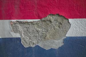 netherlands flag on wall and crack photo