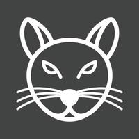 icono de línea de cara de gato invertida vector