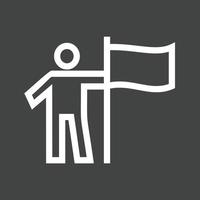 Man setting Flag Line Inverted Icon vector
