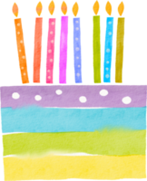 Watercolor colorful bithday cake png