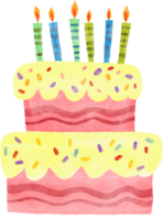 bolo de feliz aniversário com velas coloridas png