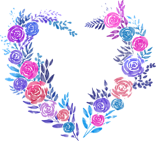 fleur coeur aquarelle peinte png