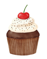 Watercolor chocolate cupcake png