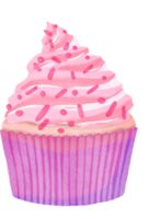 cupcake rosa pintado em aquarela