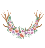 watercolor antler and flower png