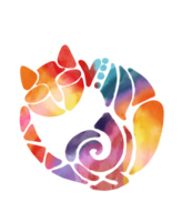 Katzen-Mandala-Aquarell gemalt png