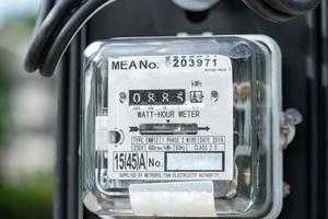 Medidor de potencia eléctrica para medir el costo de energía en el hogar y la oficina. foto