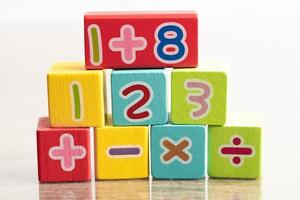 Math number colorful on white background, education study mathematics learning teach concept. photo