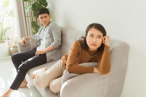 Young couple in quarrel at home photo