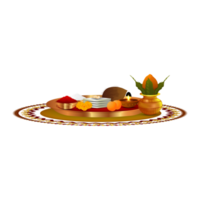 Golden thali for festival puja and kalash png
