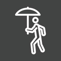 Walking in Rain Line Inverted Icon vector
