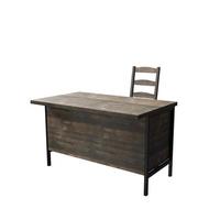 3D Rendering old table classrom on white background photo