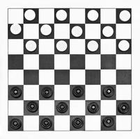 top view of starting position on checkers board photo