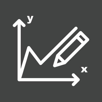 icono de línea invertida de gráficos de dibujo vector