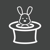 Rabbit in Hat Line Inverted Icon vector
